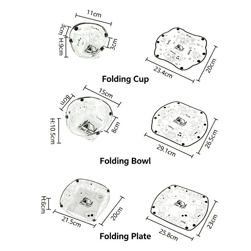 1/3PCS Foldable Bowls Cups & P - огляд і ціна Outdoor Camping Dining Set