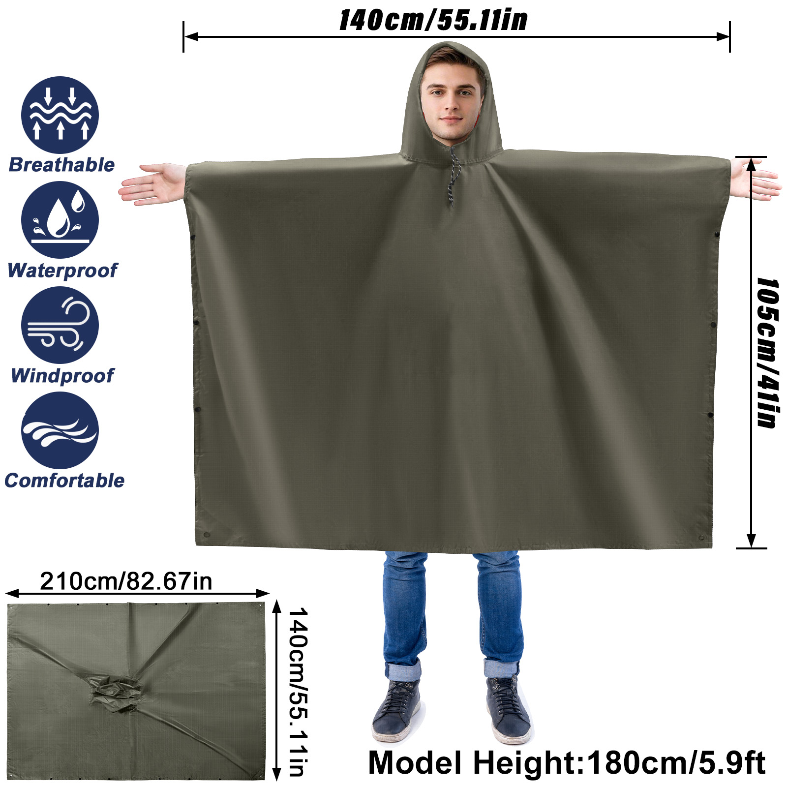 Adult Rain Poncho Lightweight  - огляд і ціна Camping Rain Poncho