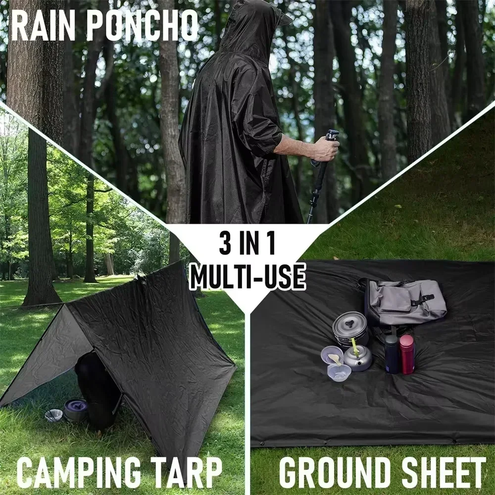 2026 3‑in‑1 Waterproof Hooded  - огляд і ціна Camping Rain Poncho