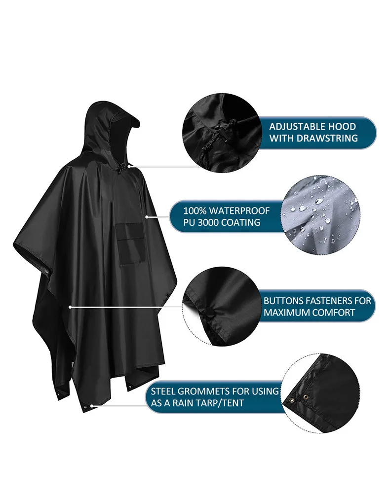 2026 For Camping Hiking 3-in-1 - огляд і ціна Camping Rain Poncho