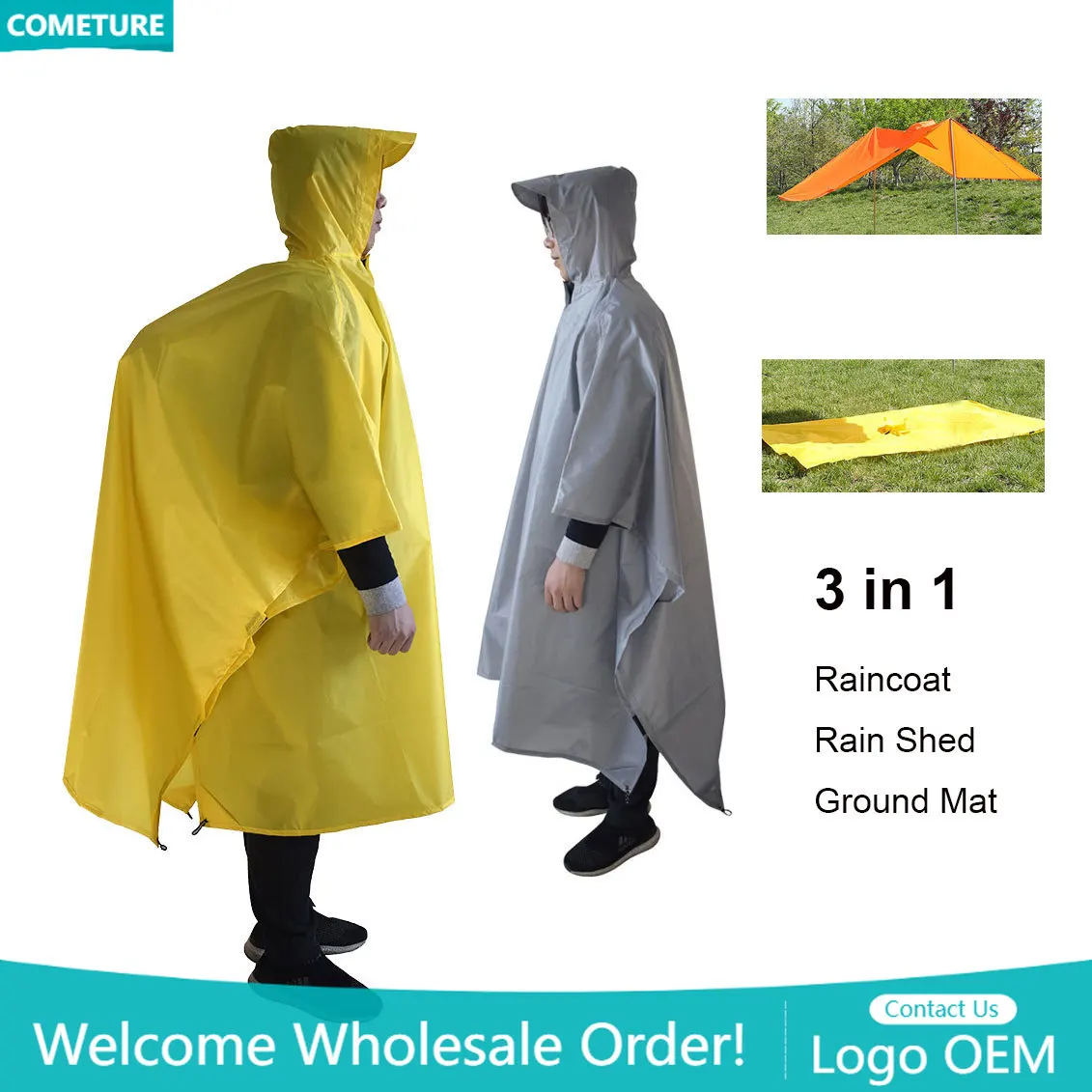 Raincoat 3 In 1 Hiking Poncho  - огляд і ціна Camping Rain Poncho